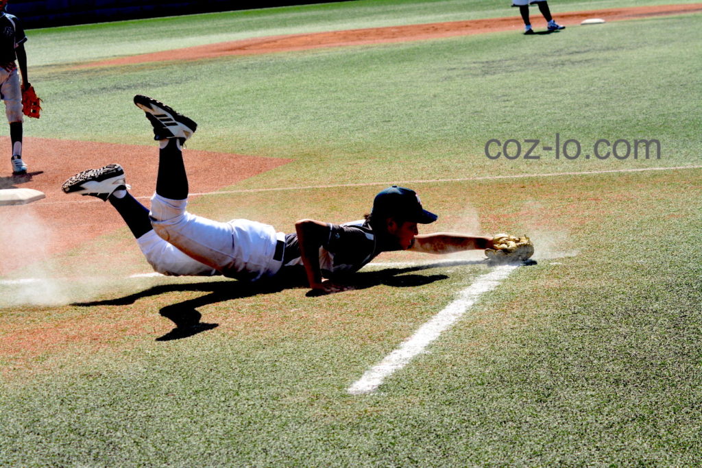 ファウルフライに果敢に飛びつくサード